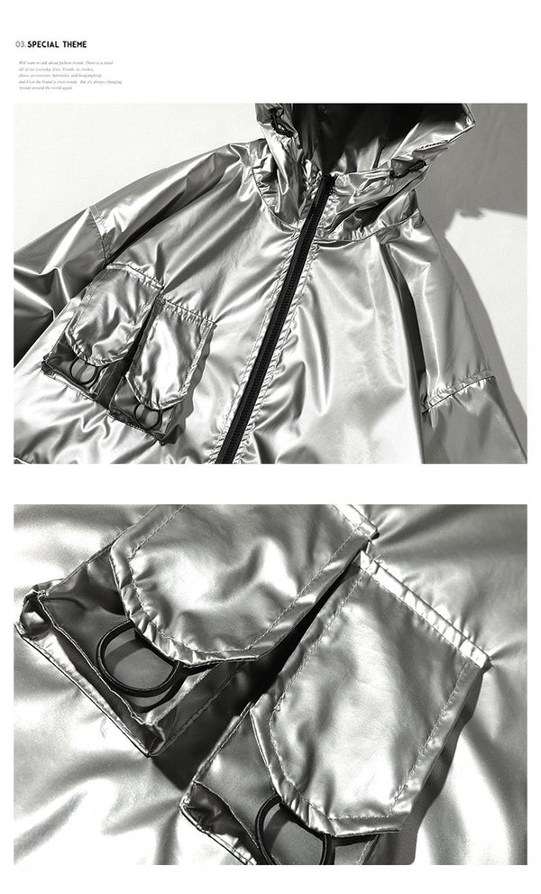 New Spring men Bright Leather Jacket Hooded Multi-pocket Fashion Design Men's Jackets and Coats Clothes Big Size 4XL 5XL | Vimost Shop.