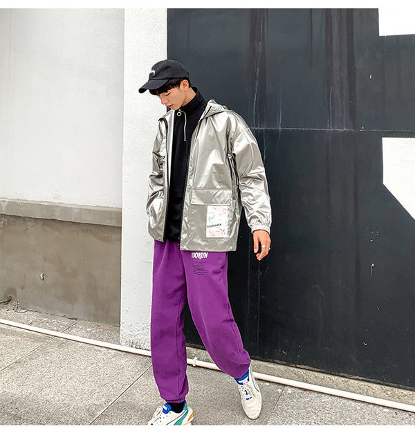 New Spring men Bright Leather Jacket Hooded Multi-pocket Fashion Design Men's Jackets and Coats Clothes Big Size 4XL 5XL | Vimost Shop.