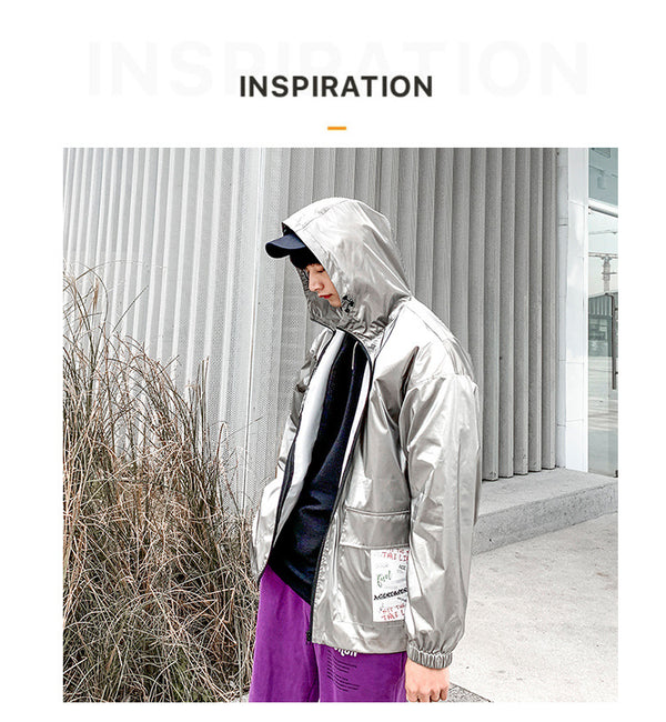 New Spring men Bright Leather Jacket Hooded Multi-pocket Fashion Design Men's Jackets and Coats Clothes Big Size 4XL 5XL | Vimost Shop.