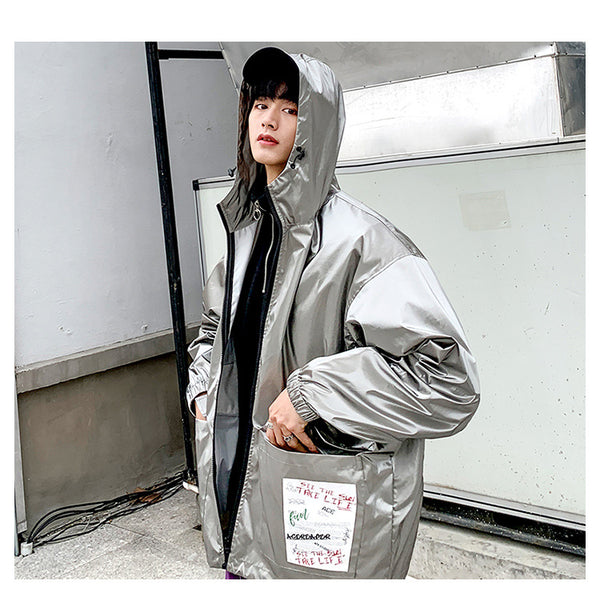 New Spring men Bright Leather Jacket Hooded Multi-pocket Fashion Design Men's Jackets and Coats Clothes Big Size 4XL 5XL | Vimost Shop.