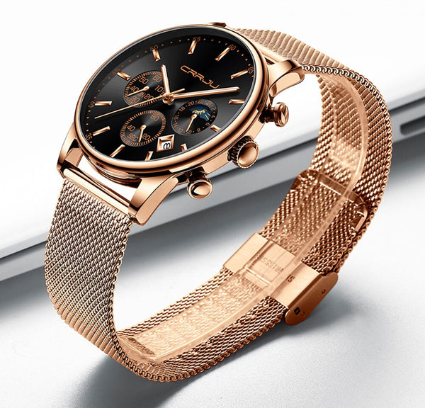 Top Luxury Men Multifunction Watches Waterproof Business Casual Quartz Date Wrist Watch Male Mesh Strap Clock | Vimost Shop.