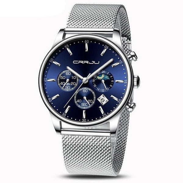 Top Luxury Men Multifunction Watches Waterproof Business Casual Quartz Date Wrist Watch Male Mesh Strap Clock | Vimost Shop.