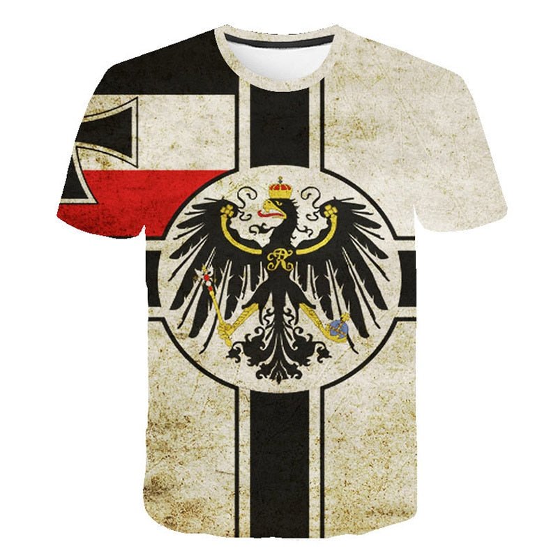 Retro Federal Republic of Germany Flag T-shirt Men/Women Couple Lovers Models Fashion Short sleeve Round neck T-shirt | Vimost Shop.