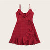 Ruffle Detail Self Tie Wrap Slip Mini Dress Women Boho Sleeveless V Neck Summer Dress Ladies Slim Beach Dress | Vimost Shop.