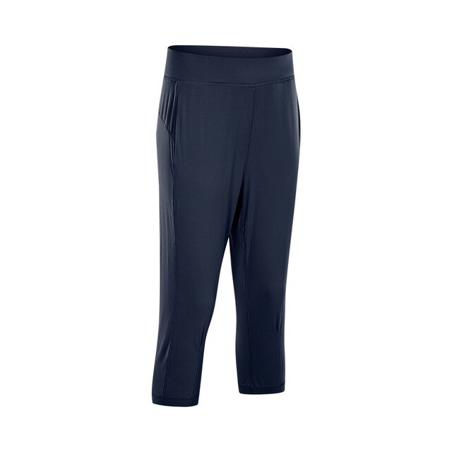 Leisure&Home Sport Fitness Yoga Capri Joggers Women High Waist Stretchy Workout Gym Cropped Pants with Pocket