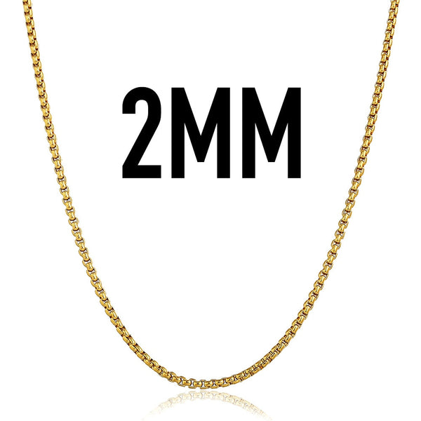 Width 2mm Round Box Chain Necklaces For Women Men Gold Stainless Steel Necklace Never Fade Wholesale Jewelry | Vimost Shop.