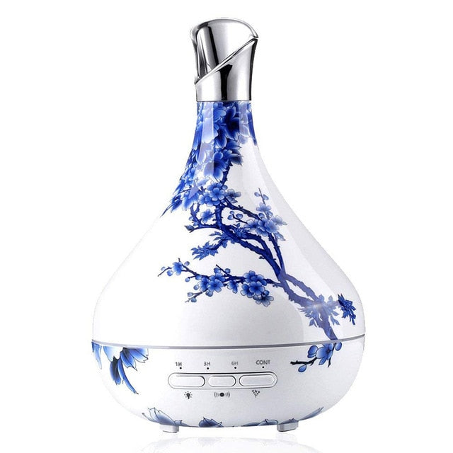 Smart Essential Oil Diffuser 300ml Cool Mist Humidifier Body Induction Auto Control,Time Setting Valentines (Blue White Grain) | Vimost Shop.