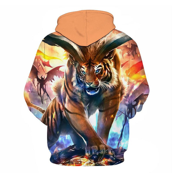 3D Print Flame Tiger Hoodie Men Sweatshirt Men Women Hoodies Plus Size Pullover Novelty 6XL Casual Animal Coats | Vimost Shop.
