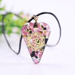 Heart Handmade Orgone Pendant Tourmaline Crystal Stone Copper Energy Patch Orgonite Necklace For Women
