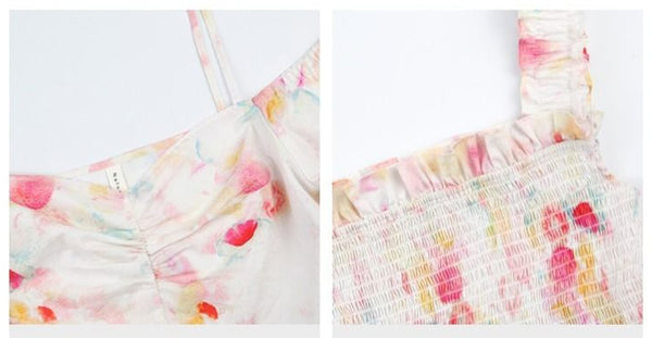 Puff Sleeve Ruffles Ruched  French Retro Campanulaceae Smoky DRESS Square Collar  Waist Slim Temperament Dress | Vimost Shop.