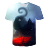 Night cat lady T-shirt women's short sleeves top 3d harajuku Tees top plus size animal T-shirt t shirt women | Vimost Shop.