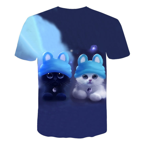 Night cat lady T-shirt women's short sleeves top 3d harajuku Tees top plus size animal T-shirt t shirt women | Vimost Shop.