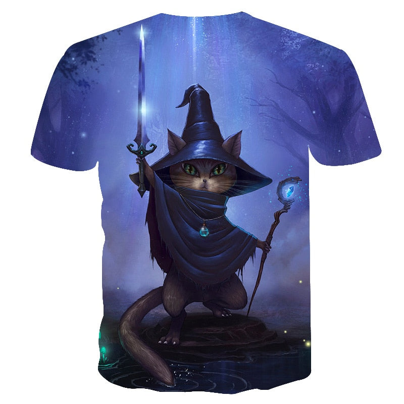 Night cat lady T-shirt women's short sleeves top 3d harajuku Tees top plus size animal T-shirt t shirt women | Vimost Shop.