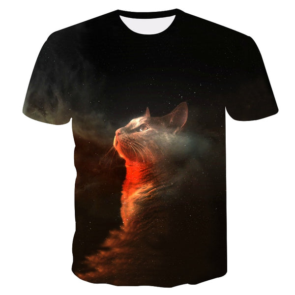 Night cat lady T-shirt women's short sleeves top 3d harajuku Tees top plus size animal T-shirt t shirt women | Vimost Shop.