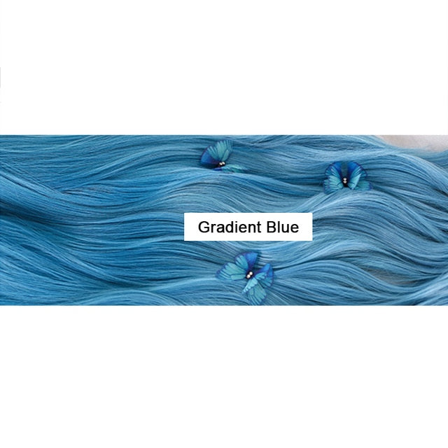 Gradient Blue Lolita Wigs Harajuku Long Loose Wave Women Wig Cosplay Wig Gothic Heat Resistant Synthetic Hair Party | Vimost Shop.