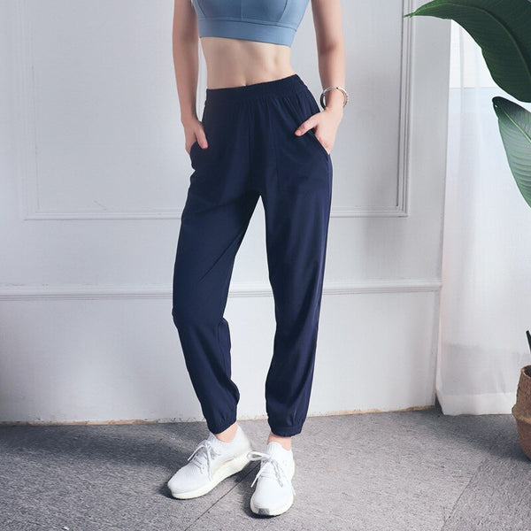 Loose Casual Running Pants Women Sports Fitness Jogging Trousers Anti-static Thin Quick-Dry Yoga Pants Bodybuilding Front Pocket | Vimost Shop.