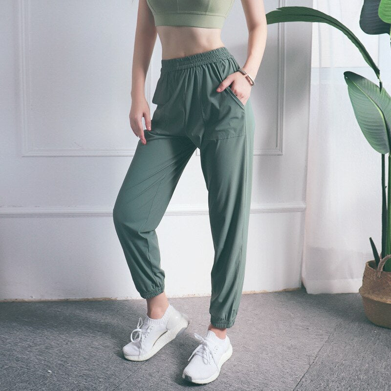 Loose Casual Running Pants Women Sports Fitness Jogging Trousers Anti-static Thin Quick-Dry Yoga Pants Bodybuilding Front Pocket | Vimost Shop.