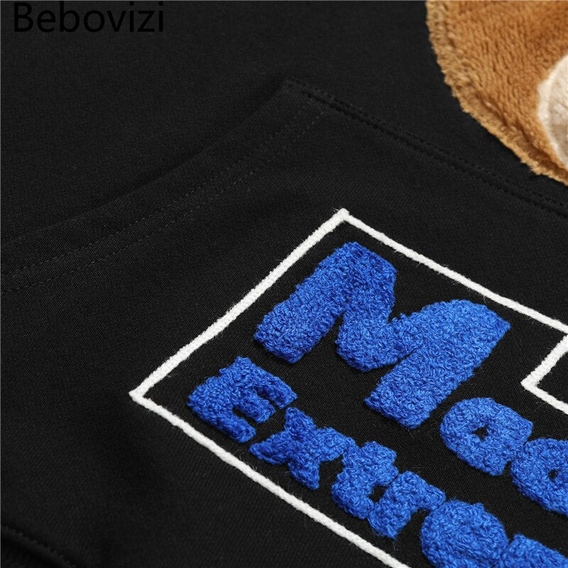 Kawaii Bear Hooded Sweatshirts Hoodies Men/women Harajuku Casual Patchwork Pullover Hoodie Hip Hop Cotton Tops | Vimost Shop.