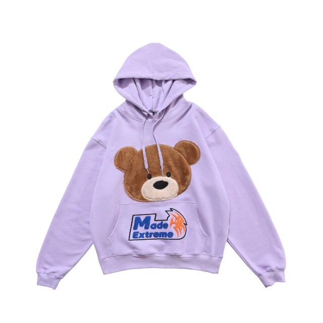 Kawaii Bear Hooded Sweatshirts Hoodies Men/women Harajuku Casual Patchwork Pullover Hoodie Hip Hop Cotton Tops | Vimost Shop.