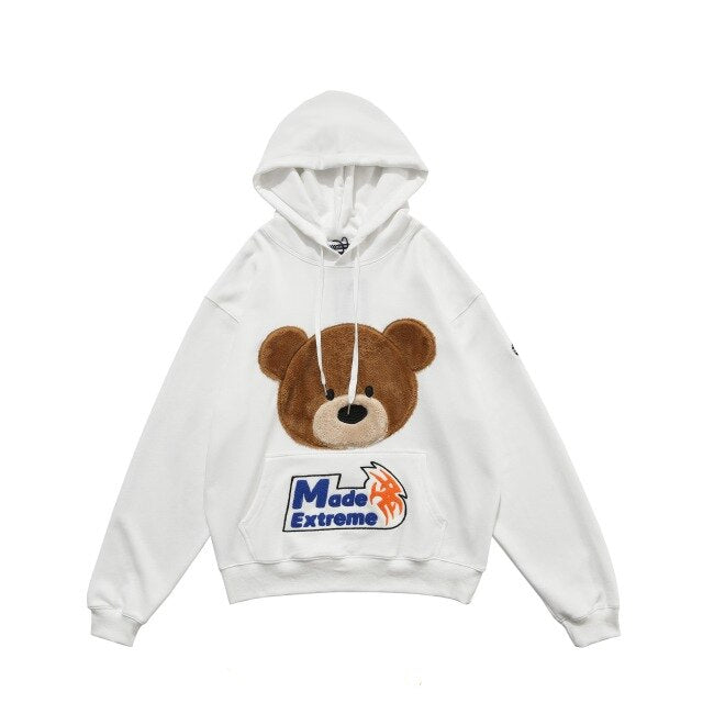 Kawaii Bear Hooded Sweatshirts Hoodies Men/women Harajuku Casual Patchwork Pullover Hoodie Hip Hop Cotton Tops | Vimost Shop.