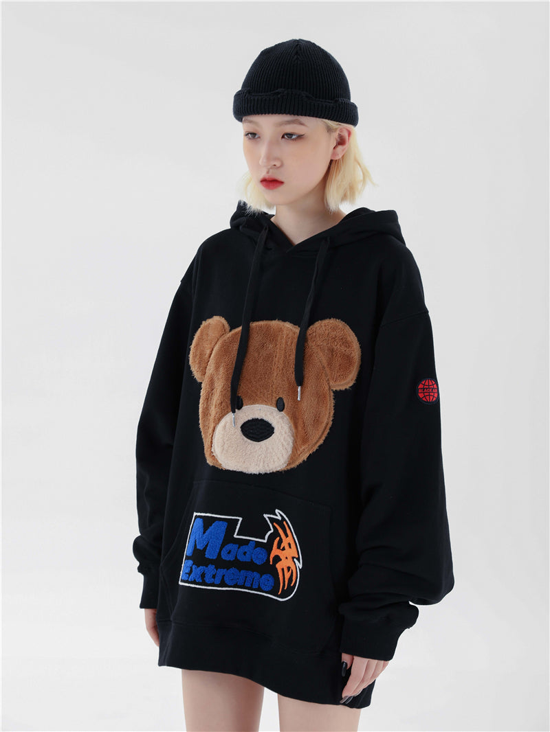 Kawaii Bear Hooded Sweatshirts Hoodies Men/women Harajuku Casual Patchwork Pullover Hoodie Hip Hop Cotton Tops | Vimost Shop.