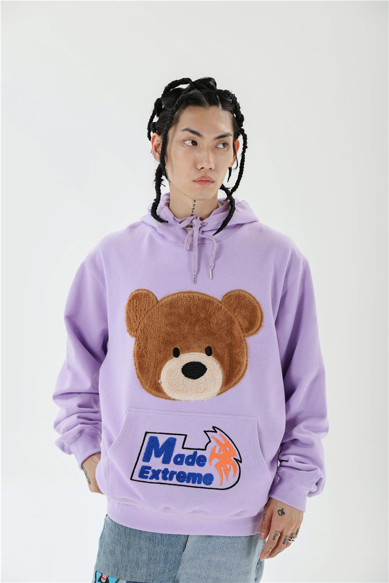 Kawaii Bear Hooded Sweatshirts Hoodies Men/women Harajuku Casual Patchwork Pullover Hoodie Hip Hop Cotton Tops | Vimost Shop.
