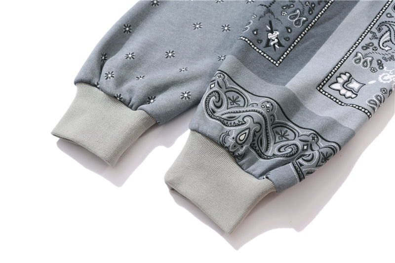 Full Zip Cashew Flowers Pink Hooded Sweatshirts Hoodies Men/women Harajuku Casual Patchwork Hoodie Hip Hop Cotton Tops | Vimost Shop.