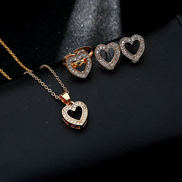5 Pieces / Set Heart Gold Color Crystal Party Engagement Anniversary Wedding Jewelry Set Gifts For Women | Vimost Shop.