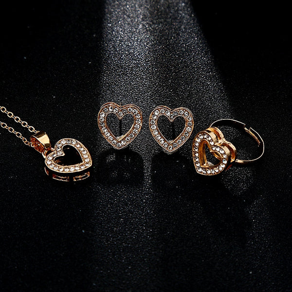 5 Pieces / Set Heart Gold Color Crystal Party Engagement Anniversary Wedding Jewelry Set Gifts For Women | Vimost Shop.