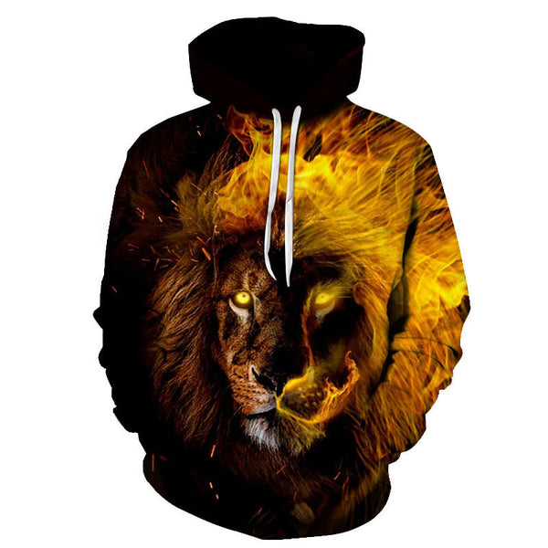 Novelty Flame Lion Hoodie Men's Animal Men's Clothing Flame Hoodie Sweatshirt Sweatshirt 3D Hoodie Sportswear Unisex clothing | Vimost Shop.