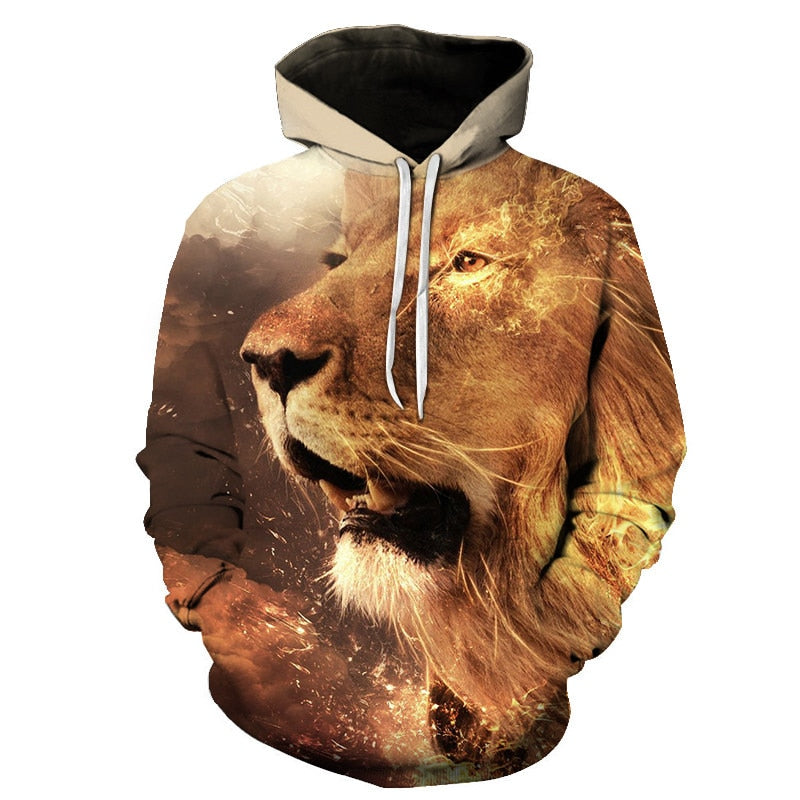 Novelty Flame Lion Hoodie Men's Animal Men's Clothing Flame Hoodie Sweatshirt Sweatshirt 3D Hoodie Sportswear Unisex clothing | Vimost Shop.