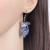 Statement Acrylic Floral Cat Kitten Earrings Big Long Drop Dangle Fashion Animal Jewelry For Girls Women Lady Accessories | Vimost Shop.