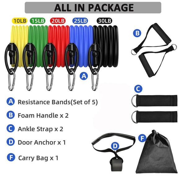 Resistance Bands Set Exercise Bands with Door Anchor Legs Ankle Straps for Resistance Training Physical Therapy Home Workouts | Vimost Shop.