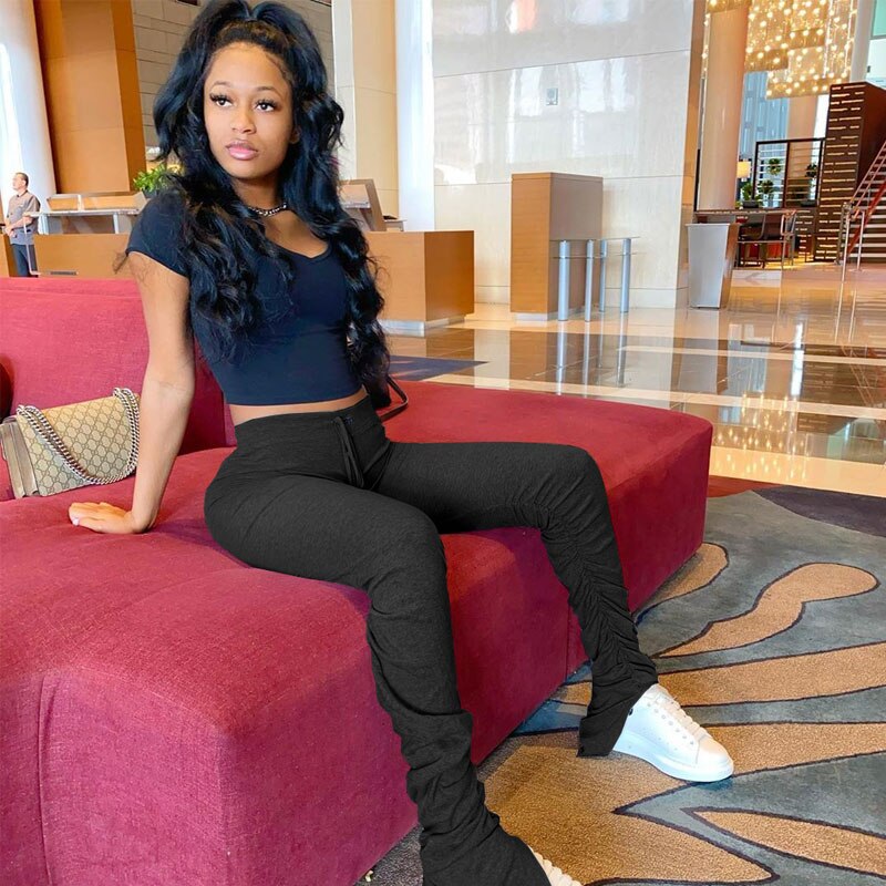 High Waist Stacked Leggings Women Fitness Legging Workout Stacked Leggins Femme Ruched Perfect Fit Pants Trousers Gym Joggers | Vimost Shop.