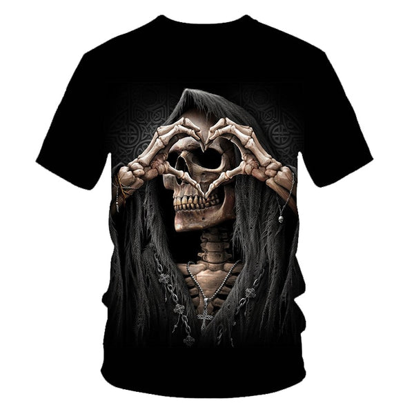 Skull Beauty Rock Cool 3D t shirts Mens Motorcycle Punk 3D Printed T shirt Men Clothes tshirt | Vimost Shop.