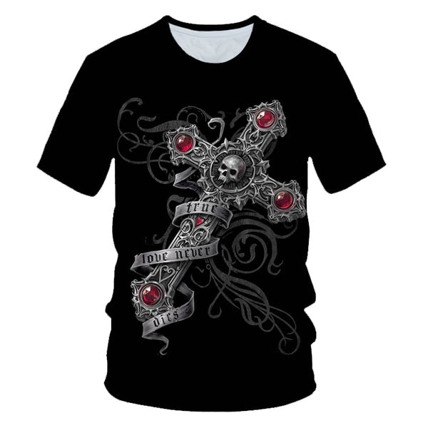 Skull Beauty Rock Cool 3D t shirts Mens Motorcycle Punk 3D Printed T shirt Men Clothes tshirt | Vimost Shop.