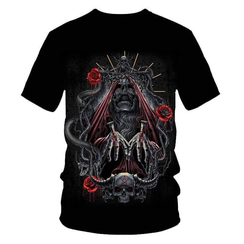 Skull Beauty Rock Cool 3D t shirts Mens Motorcycle Punk 3D Printed T shirt Men Clothes tshirt | Vimost Shop.