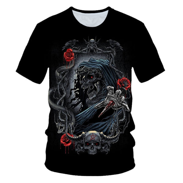 Skull Beauty Rock Cool 3D t shirts Mens Motorcycle Punk 3D Printed T shirt Men Clothes tshirt | Vimost Shop.