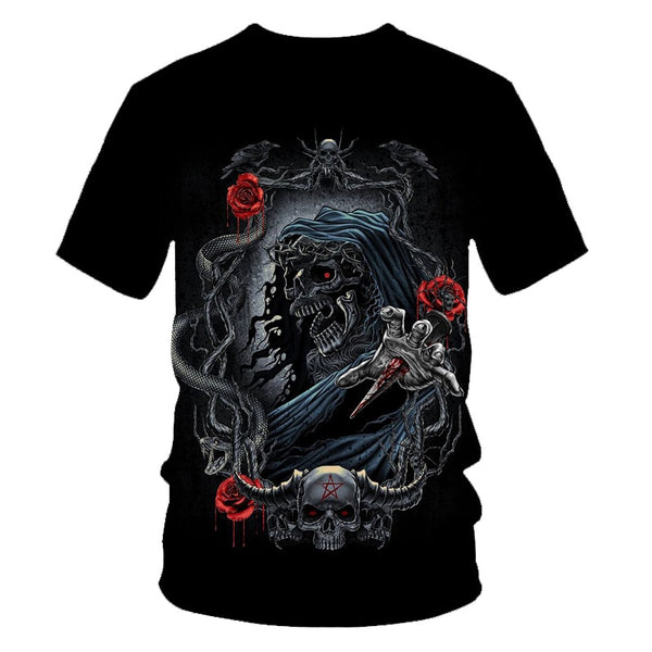 Skull Beauty Rock Cool 3D t shirts Mens Motorcycle Punk 3D Printed T shirt Men Clothes tshirt | Vimost Shop.
