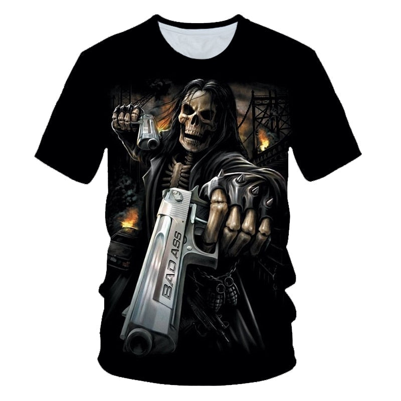 Skull Beauty Rock Cool 3D t shirts Mens Motorcycle Punk 3D Printed T shirt Men Clothes tshirt | Vimost Shop.