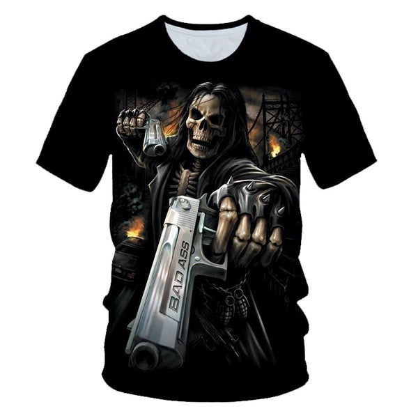 Skull Beauty Rock Cool 3D t shirts Mens Motorcycle Punk 3D Printed T shirt Men Clothes tshirt | Vimost Shop.