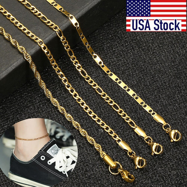 Simple Link Chain Anklet for Women Unisex Stainless Steel Rope Figaro Curb Link Leg Chain Bracelets Summer Jewelry 10inch | Vimost Shop.