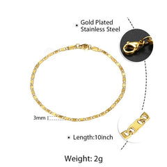 Simple Link Chain Anklet for Women Unisex Stainless Steel Rope Figaro Curb Link Leg Chain Bracelets Summer Jewelry 10inch
