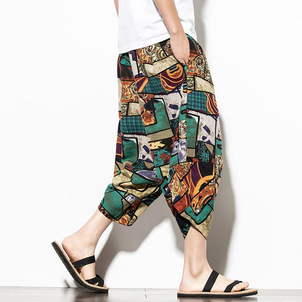 Streetwear Harem Pants Men Calf Length Cotton Bermuda Masculina Wide-legged Bloomers Hip Hop Male Pants Dropshipping | Vimost Shop.