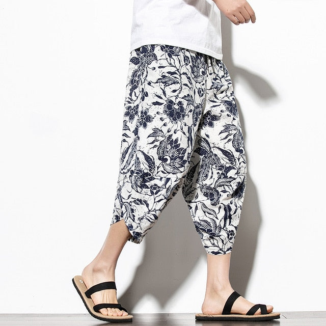 Streetwear Harem Pants Men Calf Length Cotton Bermuda Masculina Wide-legged Bloomers Hip Hop Male Pants Dropshipping | Vimost Shop.