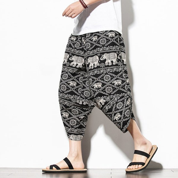 Streetwear Harem Pants Men Calf Length Cotton Bermuda Masculina Wide-legged Bloomers Hip Hop Male Pants Dropshipping | Vimost Shop.