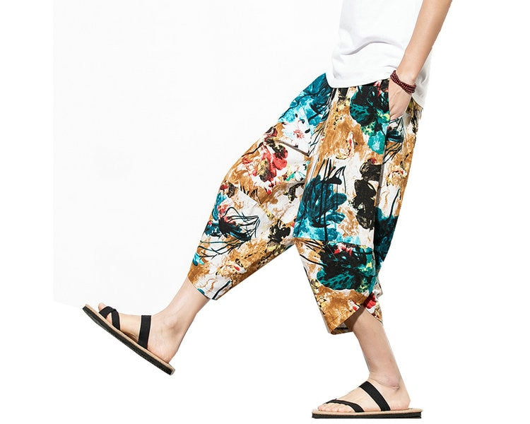 Streetwear Harem Pants Men Calf Length Cotton Bermuda Masculina Wide-legged Bloomers Hip Hop Male Pants Dropshipping | Vimost Shop.