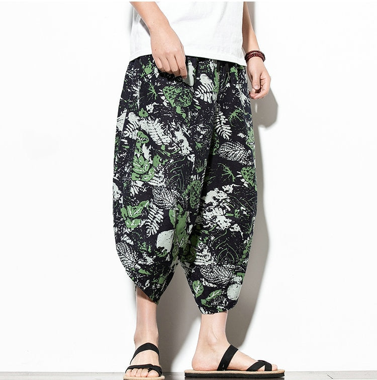 Streetwear Harem Pants Men Calf Length Cotton Bermuda Masculina Wide-legged Bloomers Hip Hop Male Pants Dropshipping | Vimost Shop.