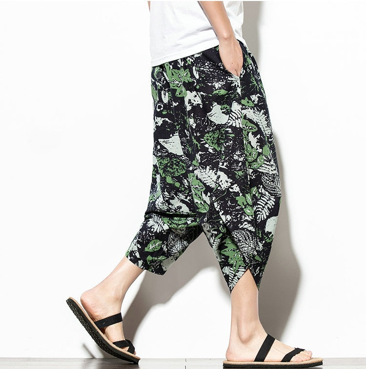 Streetwear Harem Pants Men Calf Length Cotton Bermuda Masculina Wide-legged Bloomers Hip Hop Male Pants Dropshipping | Vimost Shop.