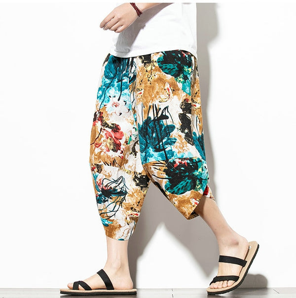 Streetwear Harem Pants Men Calf Length Cotton Bermuda Masculina Wide-legged Bloomers Hip Hop Male Pants Dropshipping | Vimost Shop.